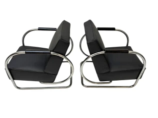 Art Deco Modernist Bauhaus Tubular Steel Lounge Chairs by Frits Kuyken, 1936